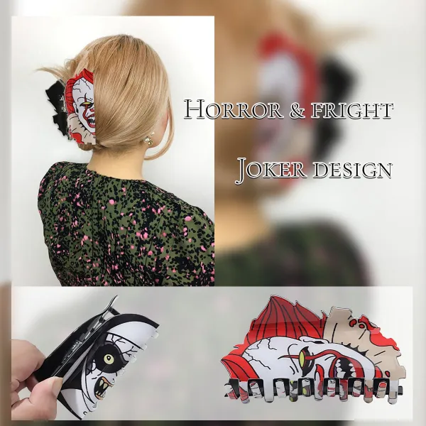 Halloween Strange Face Hair Clip Scary Dark Clown Shark Clip