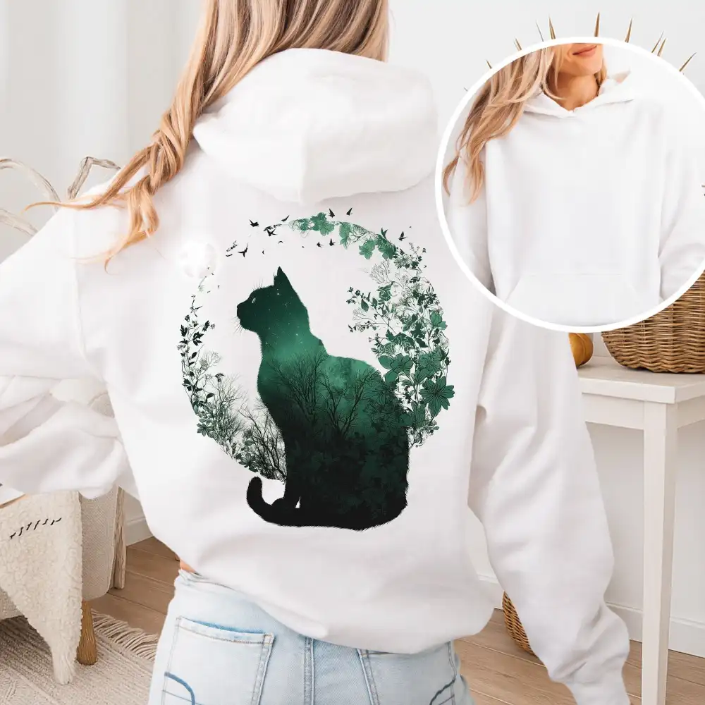Midnight Cat In The Forest Hoodie