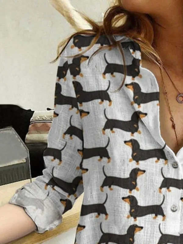 Minimal Dachshund Casual Shirt