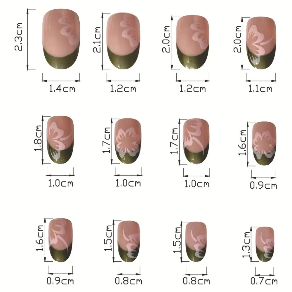 Nailhour 24Pcs French Glitter Short Oval Press On Nails