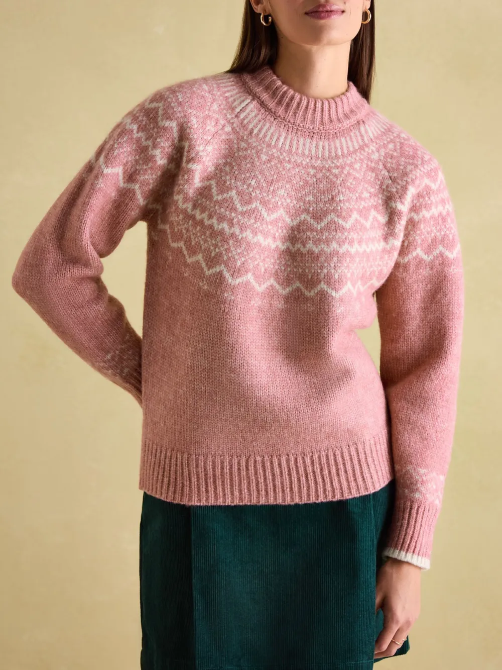 Cream Crew Neck Fairisle Pattern Jumper