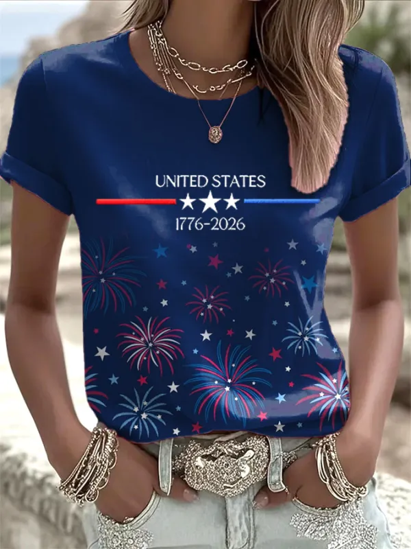 Women's USA Printed Casual T-shirt