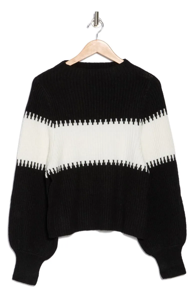 Colorblock Split Neck Sweater