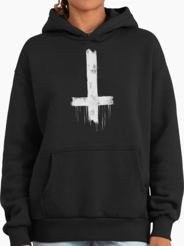 Gothic Inverted Cross Statement Hoodie