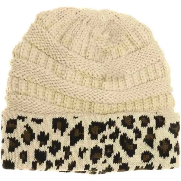 Everyday Leopard Print Matching Beanie