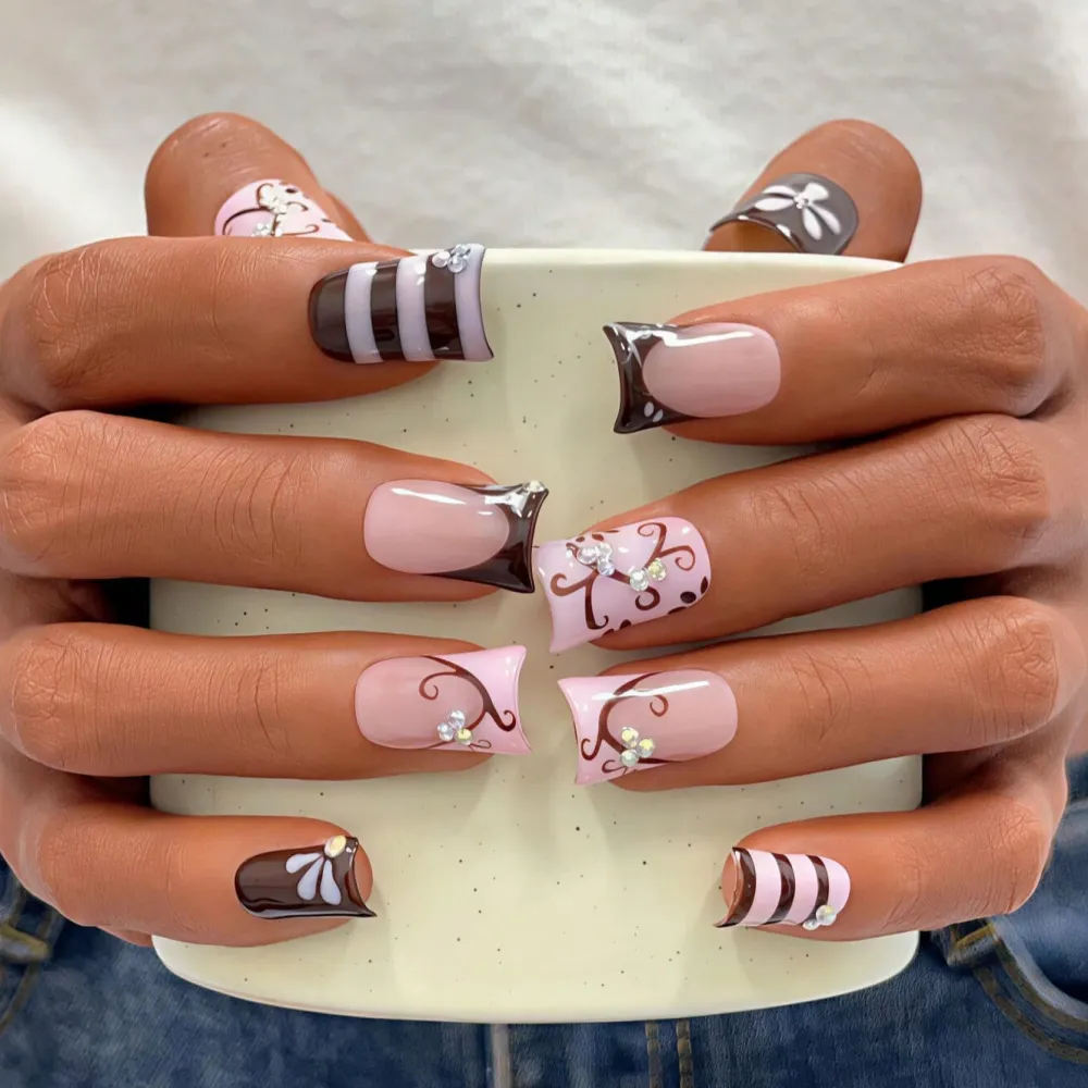 Nailhour 10Pcs Handmade Medium Duck Y2K Duck Billed Pink Press On Nails