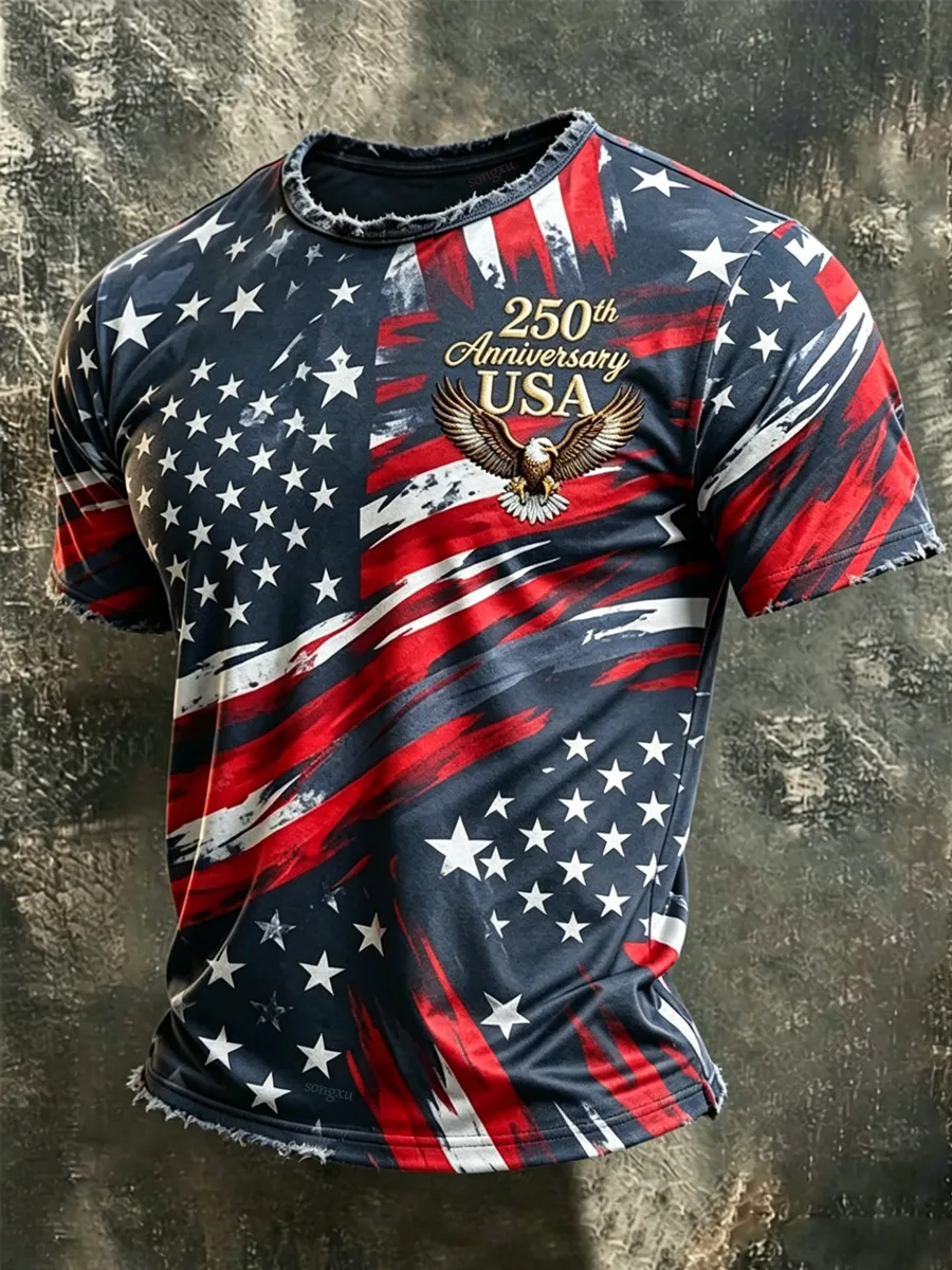 Men'S America Flag Printed Casual T-Shirt