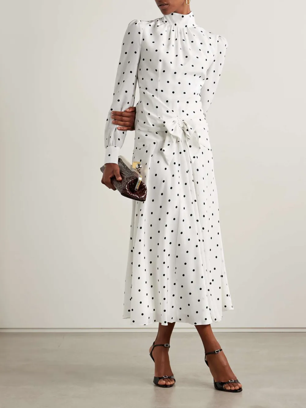 Tied Polka Dot Midi Dress