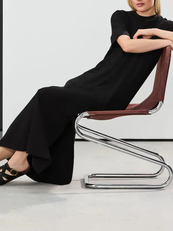 Casual Versatile Solid Color Crew Neck T-Shirt Dress