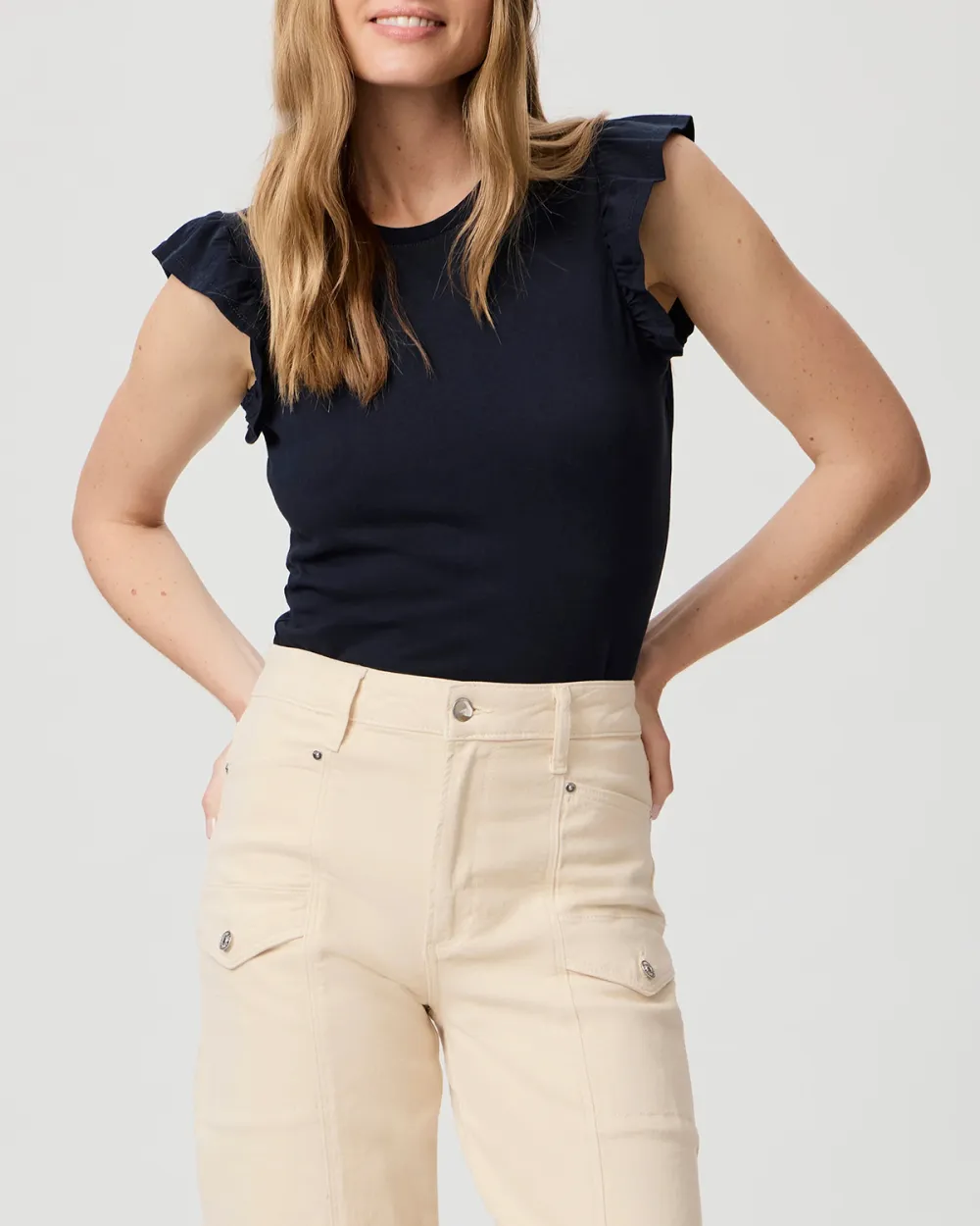 Black Flutter Sleeve Sleeveless Top