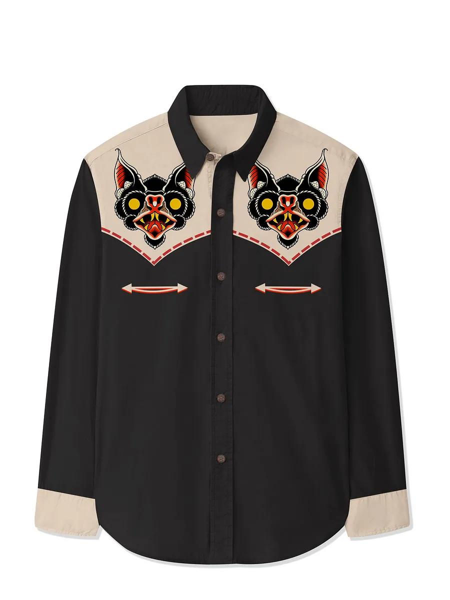 Retro Bat - 100% Cotton Long Sleeves Shirt