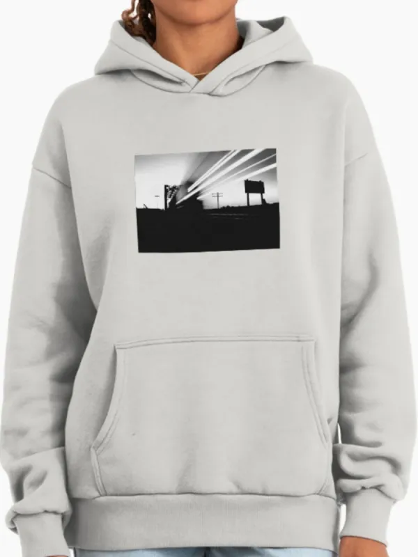 Black and White Industrial Beam Graphic Hoodie