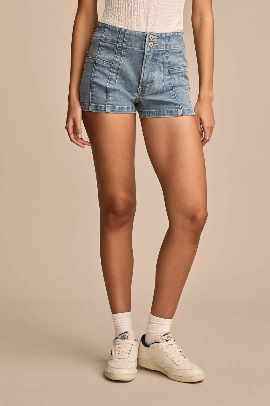 Blue Cotton High Rise Shorty