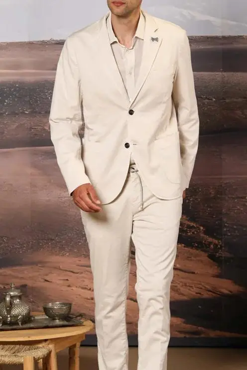 Light Beige Men's Cotton Blazer