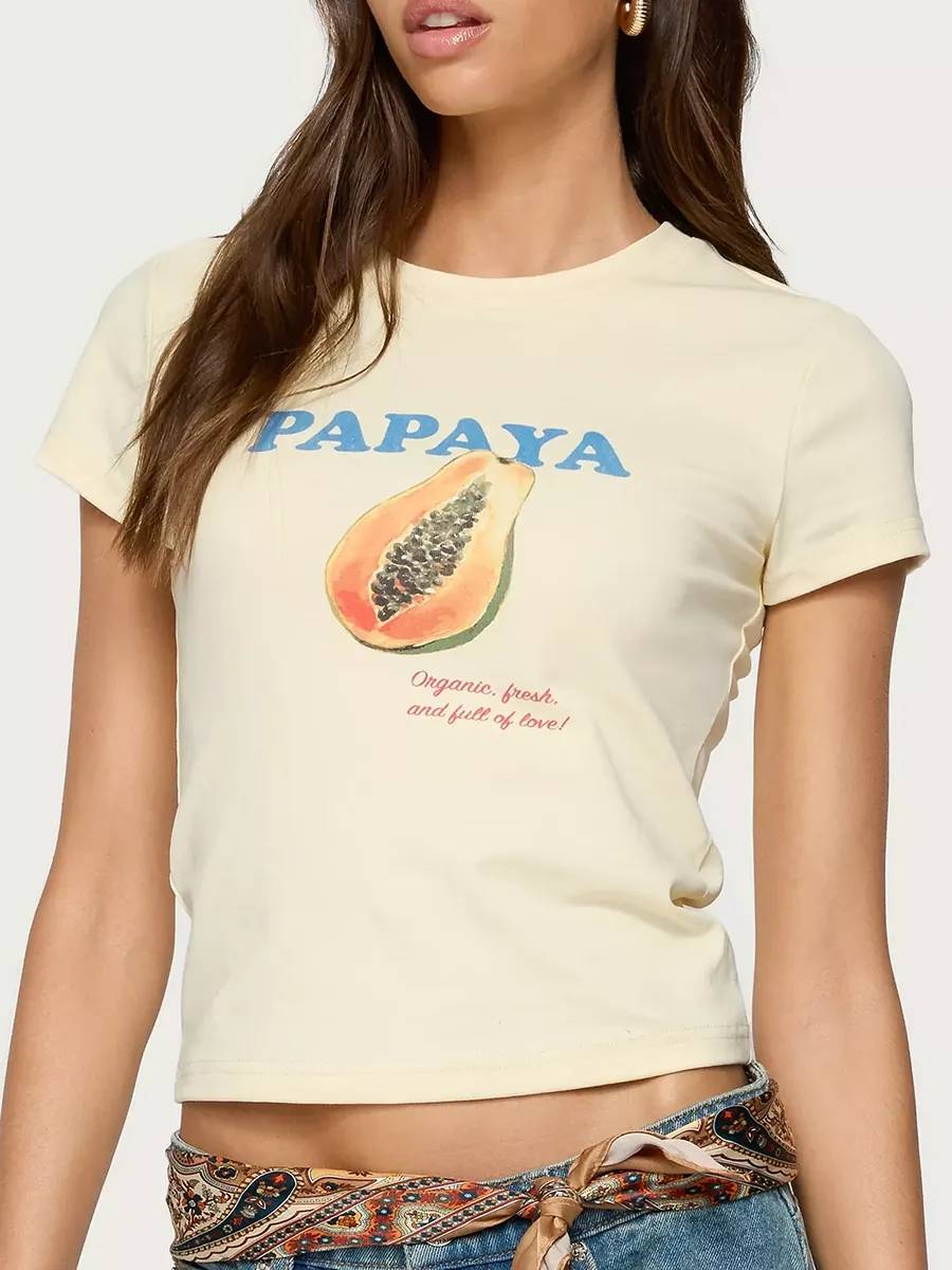 Women's Papaya Printed Short T-Shirt
