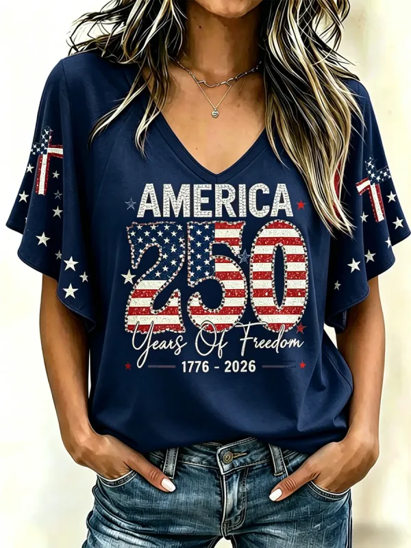 Women's USA 250th Anniversary Casual Printed Top