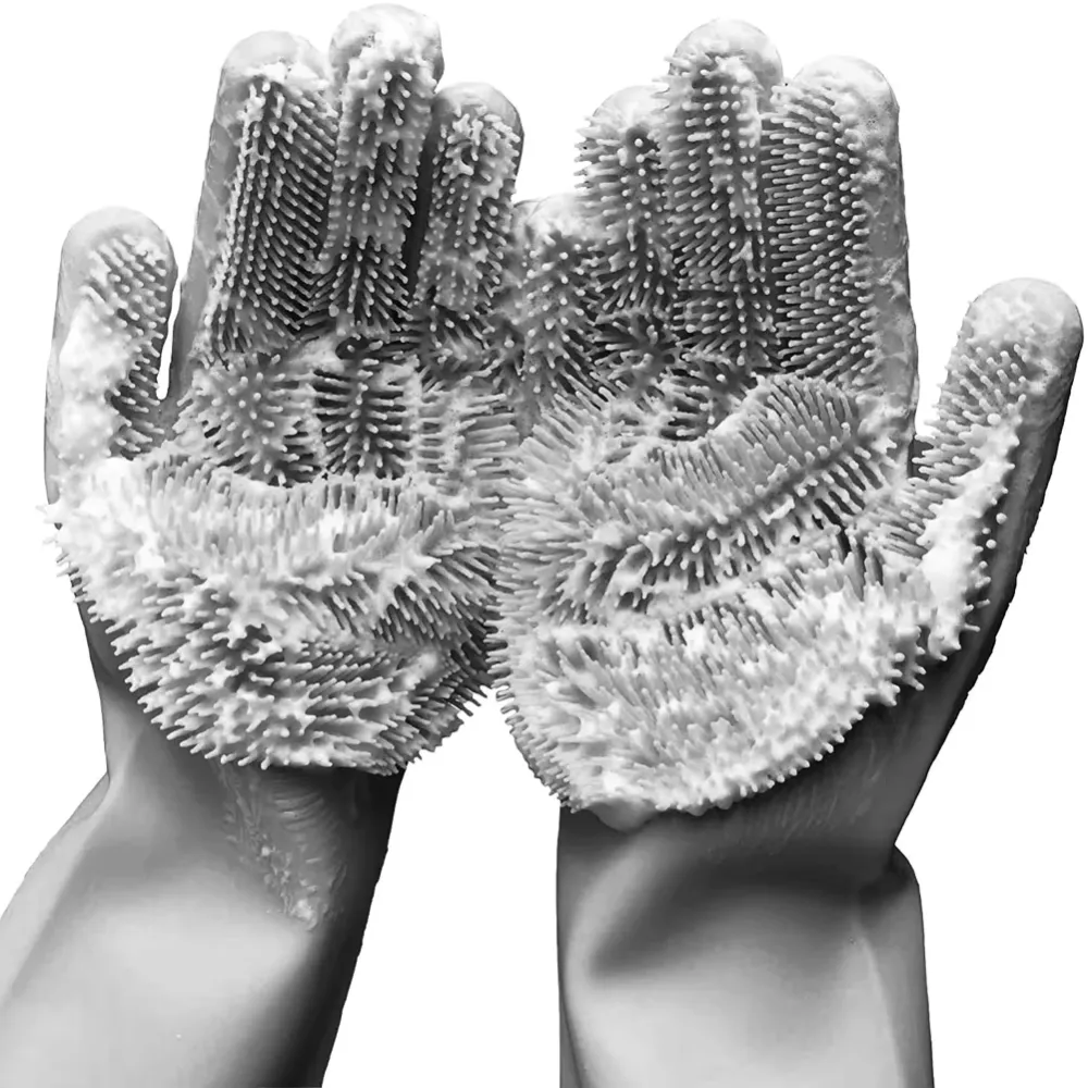 Dishwashing Cleaning Gloves Silicone Rubber Sponge Glove