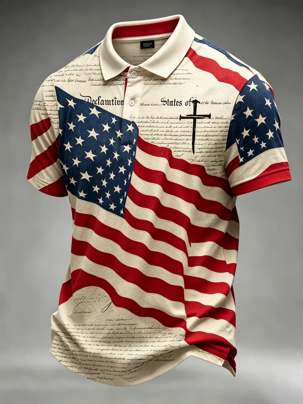 Men'S Casual American Independence Day Celebration Declaration Of Independence Personalized Printed Polo Shirt