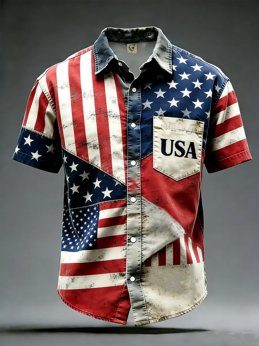 Men's 250th Anniversary of Independence American Flag Cross Patriotic Shirt