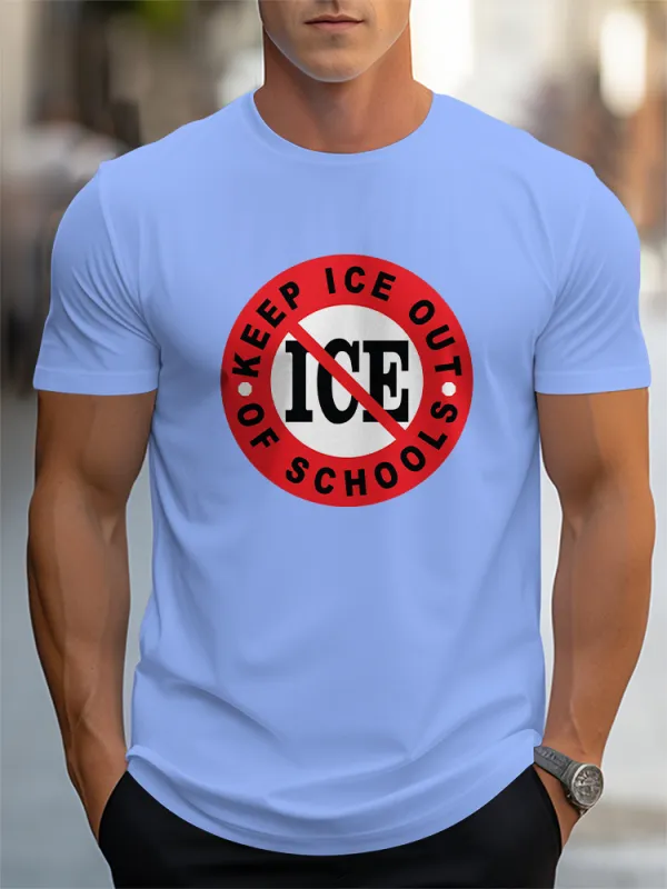 Men'S Keep Ice Out Of Schools Crew Neck Short Sleeve T-Shirt