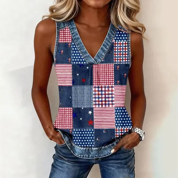 Women's Independence Day Themed Printed Casual Vest