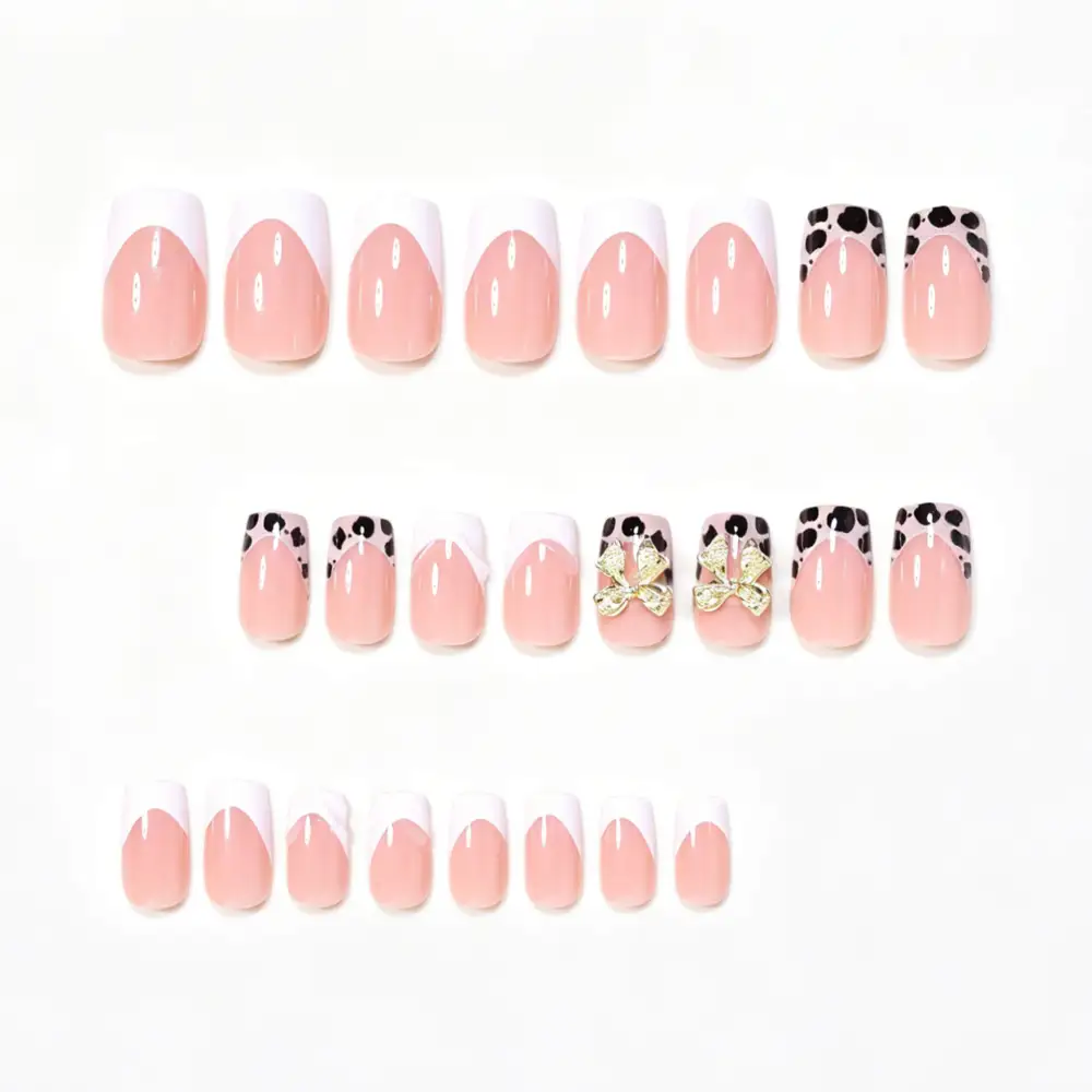 Nailhour 24Pcs Autumn Rhinestone Medium Square Press On Nails