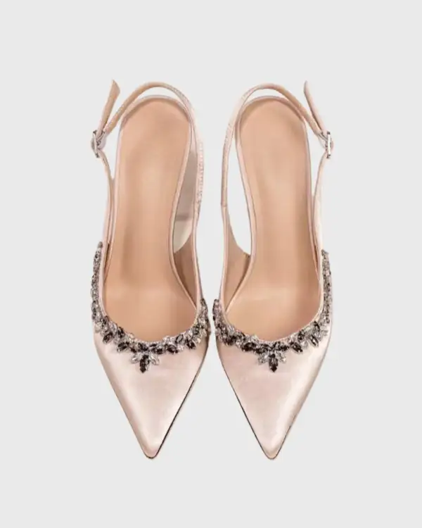 Diamond Vine Slingback Pumps in Champagne
