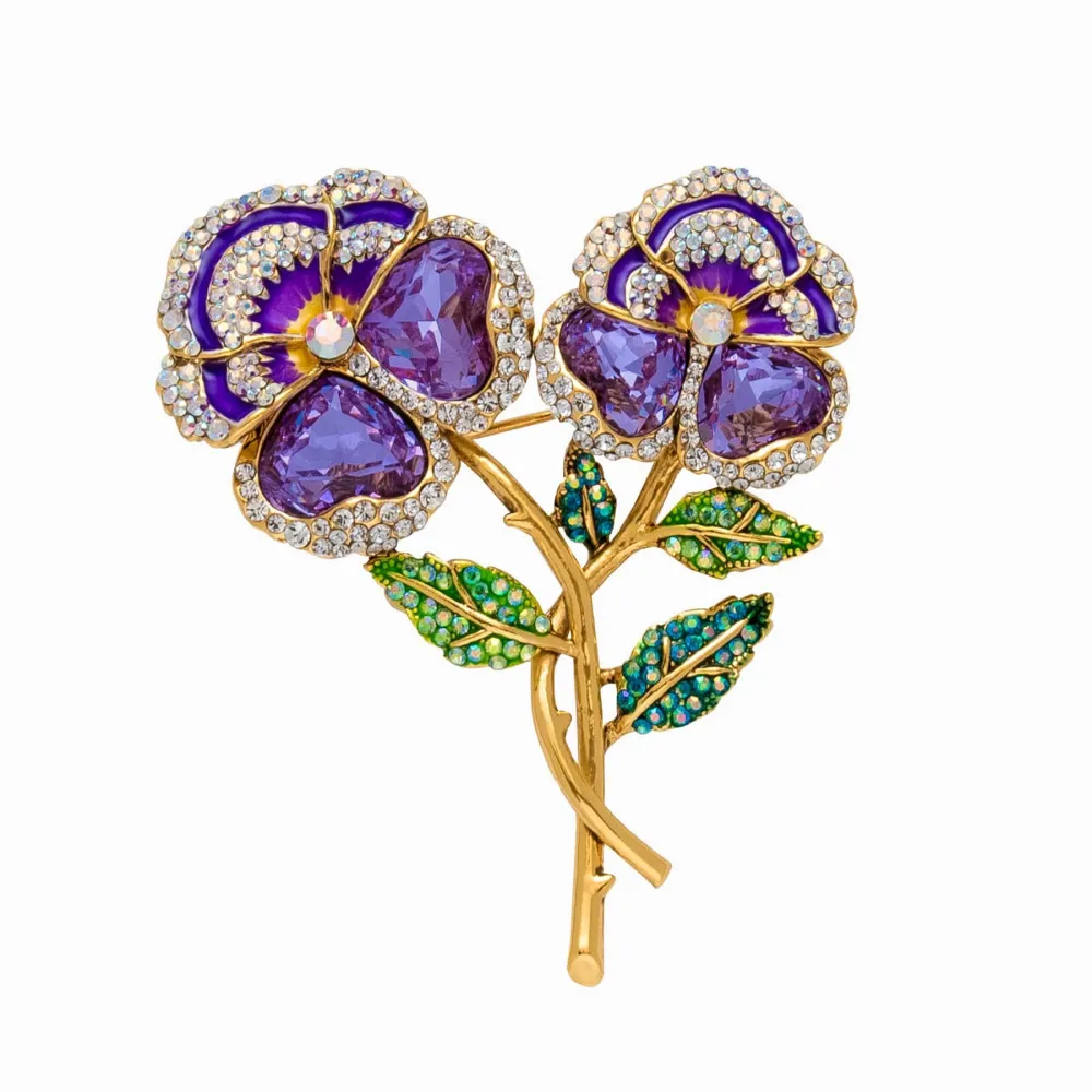 Double Pansy Crystal Brooch