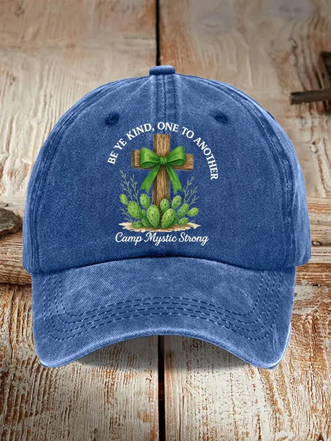 Retro Texas Strong Green Bow Cross Letter Print Baseball Cap