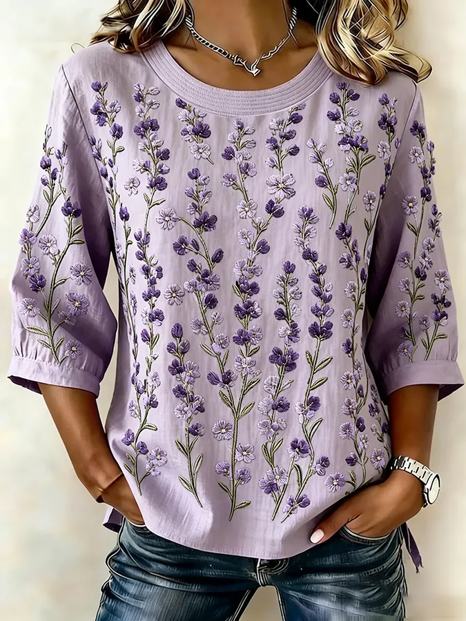 Women's Linen-Cotton Printed Tops