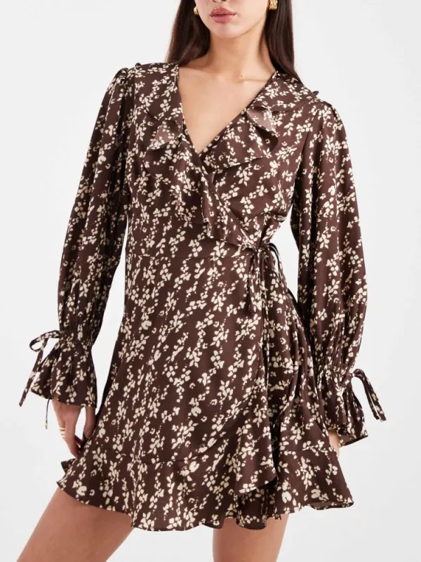 Ruffled Flower V-Neck Dress