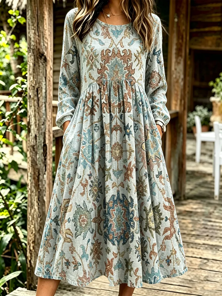Women'S Casual Plant Flower Art Printed Art Dress