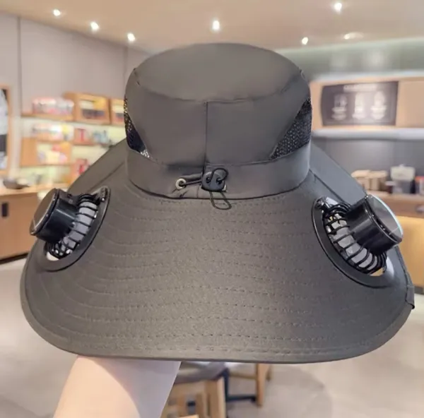 Solar-Powered Dual-Fan Cool Fisherman'S Hat