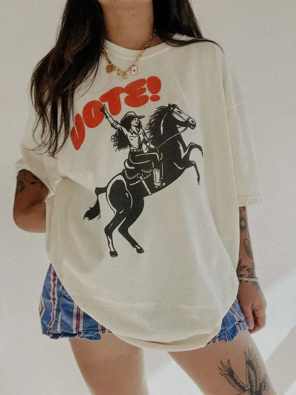 Cowgirl Round Neck Casual T-Shirt