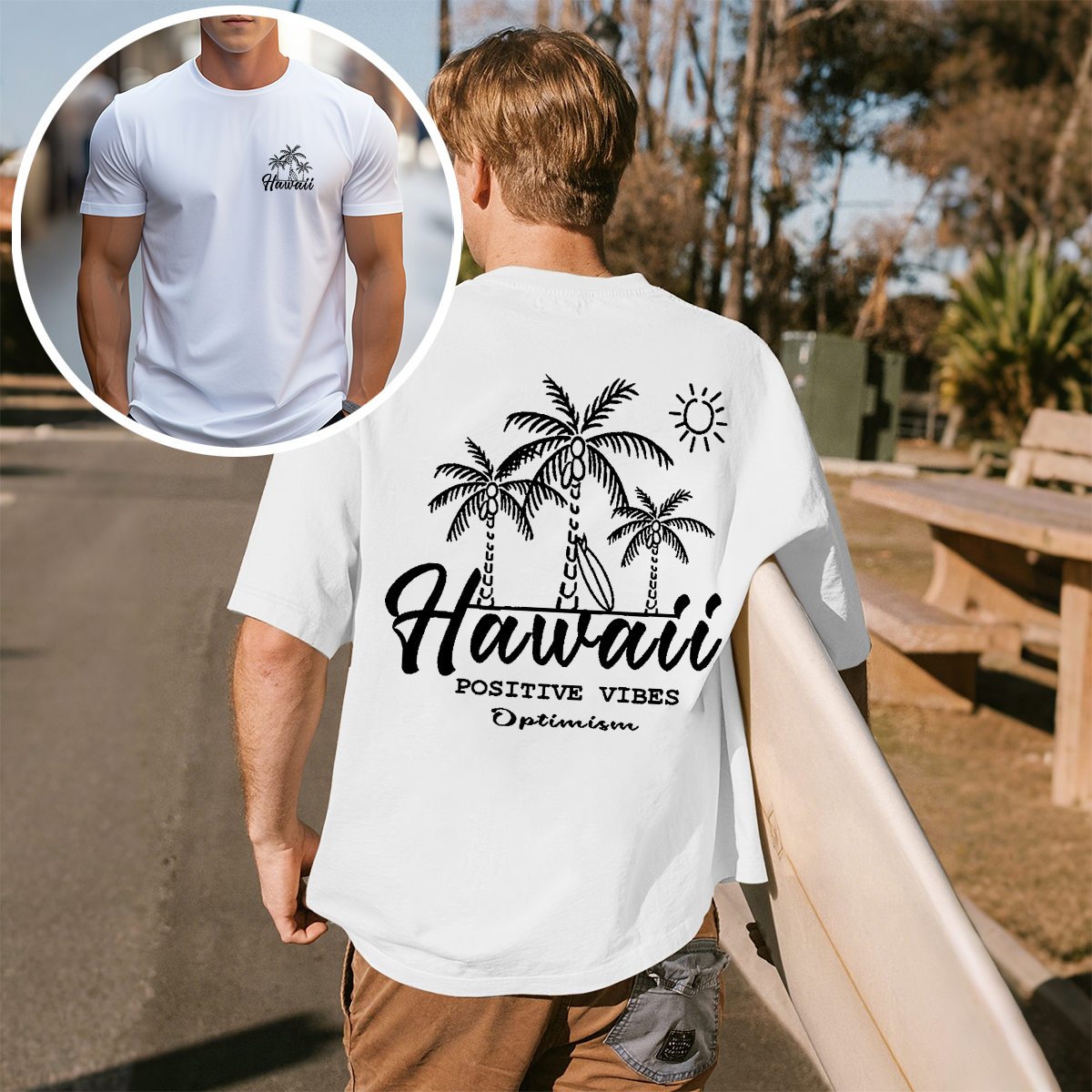 Hawaiian Positive Vibes Graphic T-Shirt