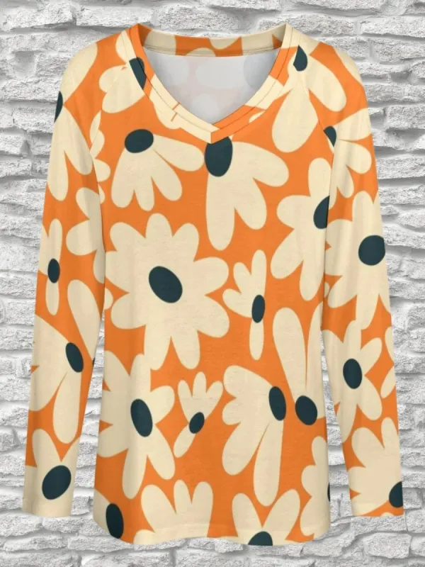 Casual Floral Long Sleeve T-Shirt