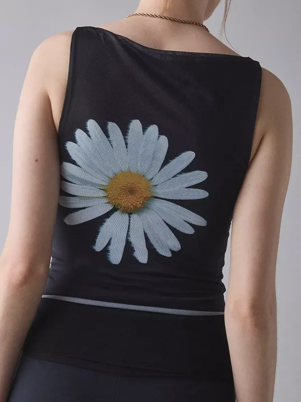 Women's Daisy Print Sleeveless Vest