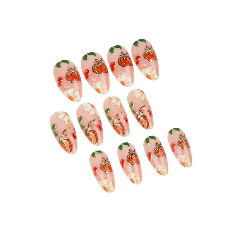 Nailhour 24Pcs Halloween Nude Medium Almond Press On Nails