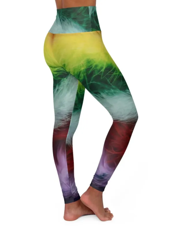 Rainbow Feather Yoga Pants