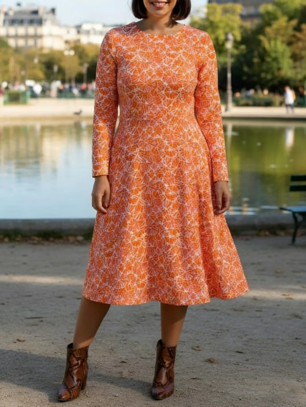 Pocketed A-Line Midi Dress