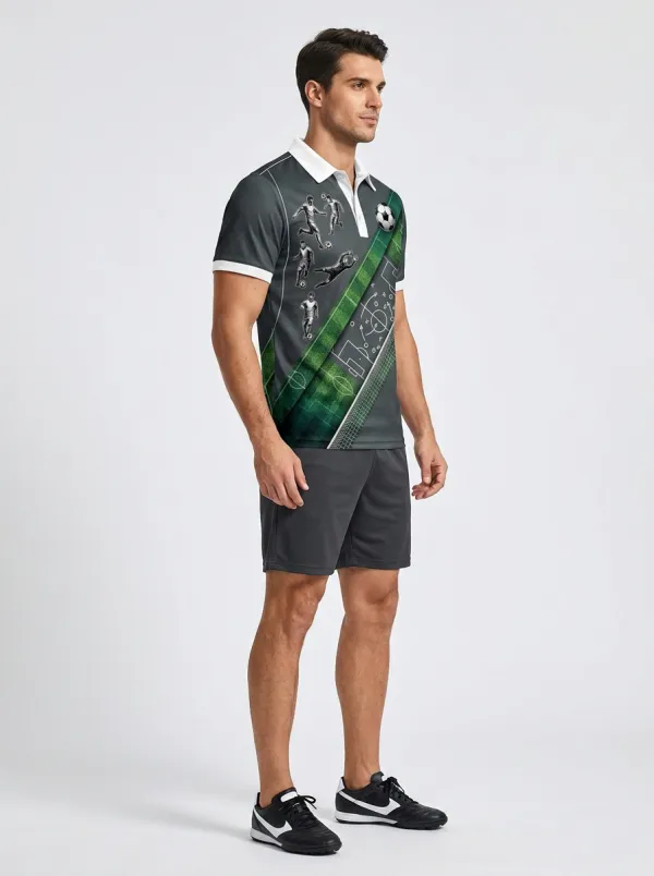 Men's Soccer Lover Tactics Field Printed Polo Shirt