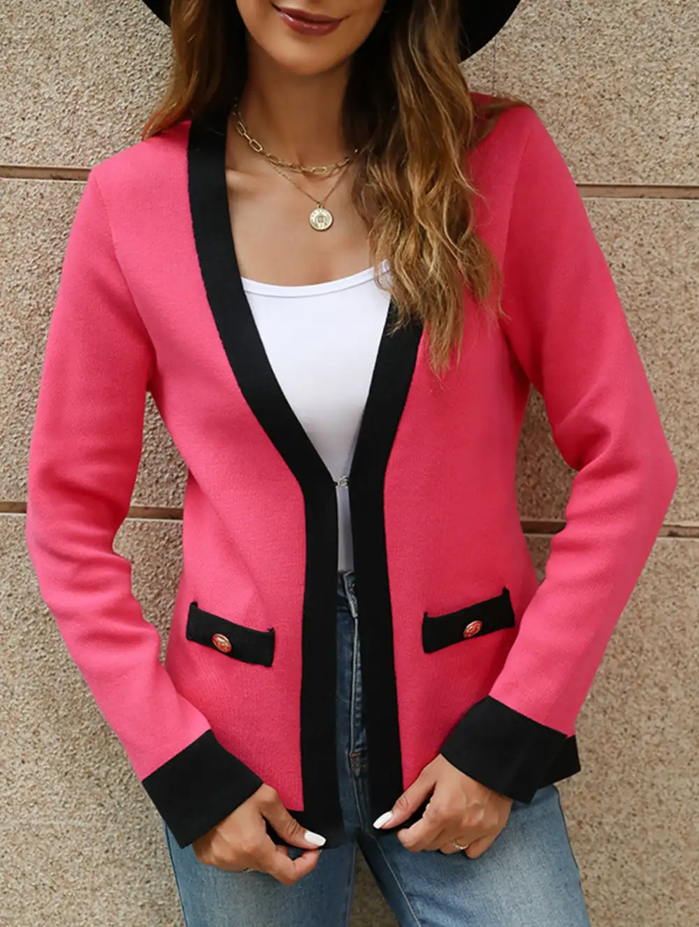 V Neck Knitted Cardigan