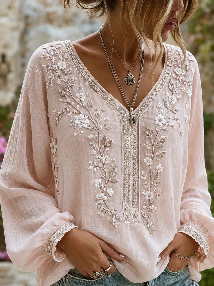 Women's floral print V-neck top