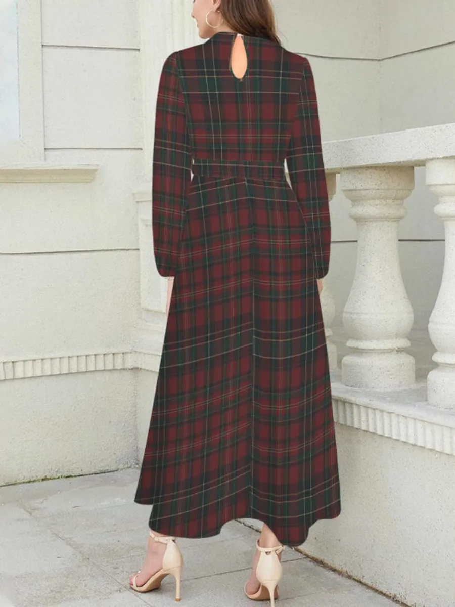 Contrast Color Plaid Dress