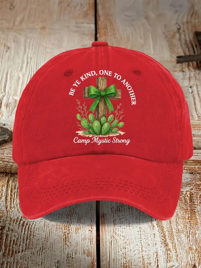 Retro Texas Strong Green Bow Cross Letter Print Baseball Cap