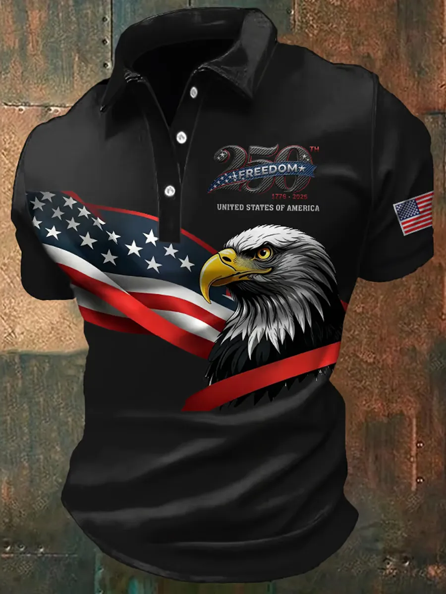 Men's Casual U.S. 250th Anniversary Print Polo Shirt