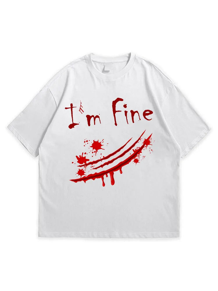 Men'S Halloween I'M FINE Comfortable Round Neck  T-Shirt