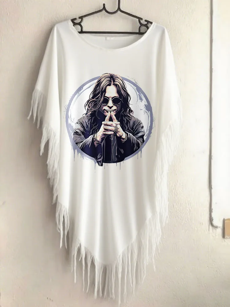 Women'S Gothic Art Pattern Irregular Hem  Cape