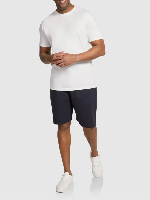 NAVY BLUE KNIT SHORTS WITH RELAXED FIT FOR LEISURE WEAR
