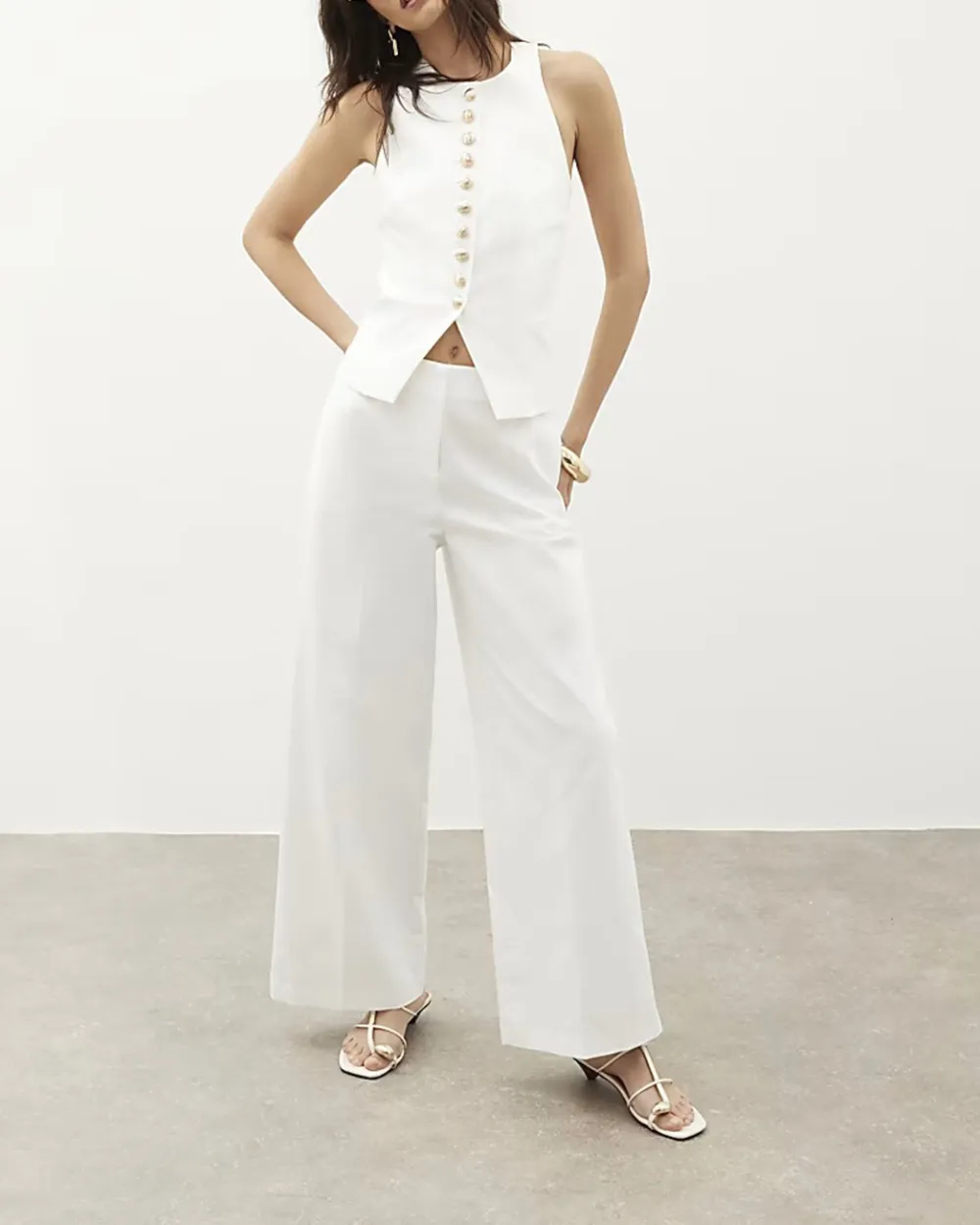 Cotton Multi-Breasted Sleeveless Halter Tops